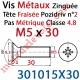 Vis Métaux Tête Fraisée Pozidriv Zinguée 5 x 30 mm Classe 4.8 Din 965