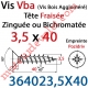 Vis Vba Tête Fraisée Pozidriv Filetage Total Acier Zingué Bichromaté 3,5 x 40 mm