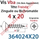 Vis Vba Tête Fraisée Pozidriv Filetage Total Acier Zingué Bichromaté 4 x 20 mm