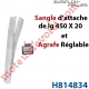 Agrafe de Sangle Réglable en Acier Zingué Bichromaté Crochet en Inox pour Tubes d'enroulement Zf + Sangle d'attache l 20 x L450