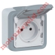 Prise Plexo 2P+T 16A 250v Etanche ip54 Av Socle Saillie Av2 Entrées Coloris Gris