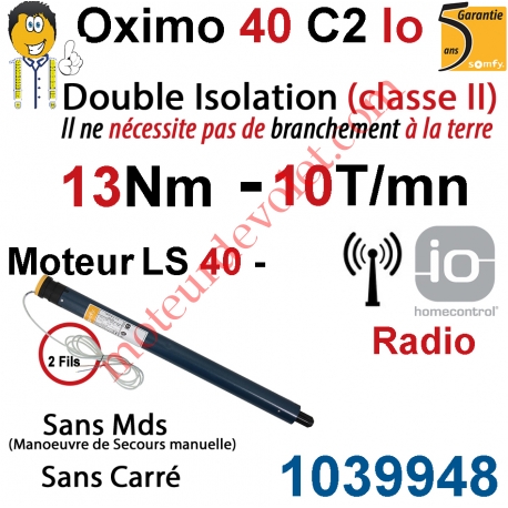 Moteur Oximo 40 io 13/10 C2 Sans Carré LS 40 sans Mds Double Isolation Classe II