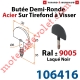 Butée Droite Tirefond à Visser en Acier Zingué Laqué Noir ± Ral 9005