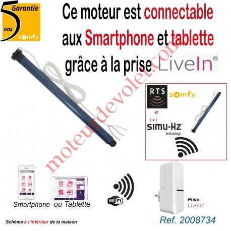 Moteur Somfy Oximo S Rts Auto Court 6/17  LT 50