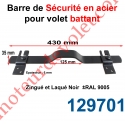Barre de Sécurité en Oméga Lg 430 mm pour Volet Battant en Acier Plat 35x6 mm Avec 2 Supports Zingués et Laqués Noir ± Ral 9005