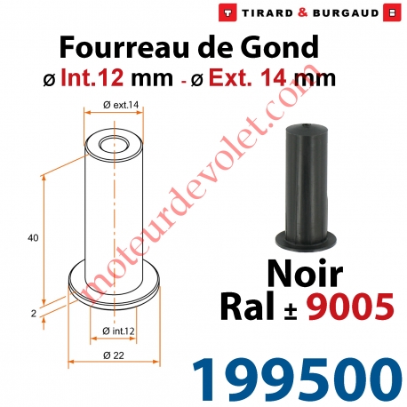 Fourreau de Gond ø 12mm - ø 14 mm en Matériau Composite Noir ± Ral 9005