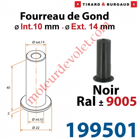 Fourreau de Gond ø 10mm - ø 14 mm en Matériau Composite Noir ± Ral 9005