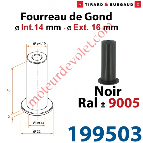 Fourreau de Gond Diamètre 14mm - Diamètre 16 mm en Matériau Composite Noir ± Ral 9005