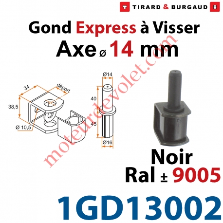 Gond Express à Visser en Acier Axe ø 14 mm en Matériau Composite Noir ± Ral 9005