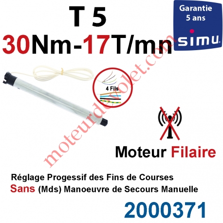 Moteur Simu Filaire Avec FdC à Réglage Progressif 30/17 T5