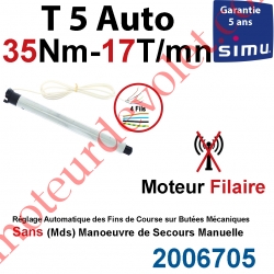 Moteur Filaire Electronique T5 Auto 35/17 Réglage Automatique des FdC sans Mds