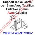 Support d'Axe en Carré de 16 Avec Tourillon Entr'Axe 40 mm Avec Goupille