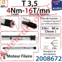 Moteur Filaire T3,5 4/16 Avec FdC à Réglage Progressif sans Carré sans Mds Double Isolation Classe II Sans Fil de Terre