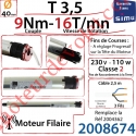 Moteur Filaire T3,5 9/16 Avec FdC à Réglage Progressif sans Carré sans Mds Double Isolation Classe II Sans Fil de Terre