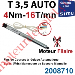 Moteur Filaire Avec FdC à Réglage Automatique 4/16 sans Carré T3,5 sans Mds