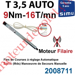 Moteur Filaire Avec FdC à Réglage Automatique sur Butées Mécaniques 9/16 sans Carré T3,5 sans Mds
