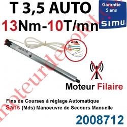 Moteur Filaire Avec FdC à Réglage Automatique sur Butées Mécaniques 13/10 sans Carré T3,5 sans Mds