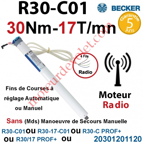 Moteur Radio R30-C01 ou R30-C PROF+ Avec FdC à Réglage Automatique ou Manuel 30/17 sans Mds