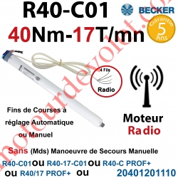 Moteur Radio R40-C01 ou R40-C PROF+ Avec FdC à Réglage Automatique ou Manuel 40/17 sans Mds