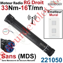 Moteur Bubendorff Radio RG Droit 33 Nm sans Mds et son Emetteur Mural