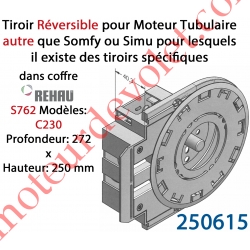 Support Moteur Tubulaire Autre que Somfy ou Simu en Forme de Tiroir pour Coffre Rehau S762 C230 Monté sur Menuiserie Rénovation