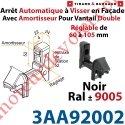 Arrêt Automatique à Visser en Façade AA3G Avec Amortisseur pour Vantail Double Réglable de 60 à 105mm Noir ± Ral 9005