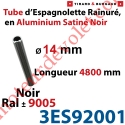 Tube d'Espagnolette ø 14mm Rainuré Longueur 4 800mm en Aluminium Laqué Noir Satiné ± Ral 9005