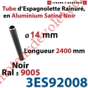 Tube d'Espagnolette ø 14mm Rainuré Longueur 2 400mm en Aluminium Laqué Noir Satiné ± Ral 9005