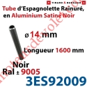 Tube d'Espagnolette ø 14mm Rainuré Longueur 1 600mm en Aluminium Laqué Noir Satiné ± Ral 9005