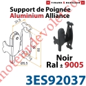 Support Poignée Alliance Avec Sécurité et Protection à Visser en Aluminium Laqué Noir ± Ral 9005 (Sans vis)
