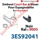 Embout Court Bas modèle Alliance à Visser pour Tube d'Espagnolette diamètre 14 mm Rainuré en Aluminium Laqué Noir ± Ral 9005