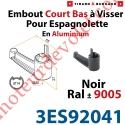 Embout Court Bas modèle Alliance à Visser pour Tube d'Espagnolette diamètre 14 mm Rainuré en Aluminium Laqué Noir ± Ral 9005