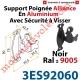 Support Poignée Alliance Avec Sécurité à Visser en Aluminium Laqué Noir ± Ral 9005 (Sans vis)