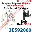 Support Poignée Alliance Avec Sécurité à Visser en Aluminium Laqué Noir ± Ral 9005 (Sans vis)