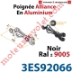Poignée d'Espagnolette Alliance en Aluminium Laqué Noir ± Ral 9005 Avec Tampon de Protection