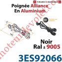 Poignée d'Espagnolette Alliance en Aluminium Laqué Noir ± Ral 9005 Avec Tampon de Protection