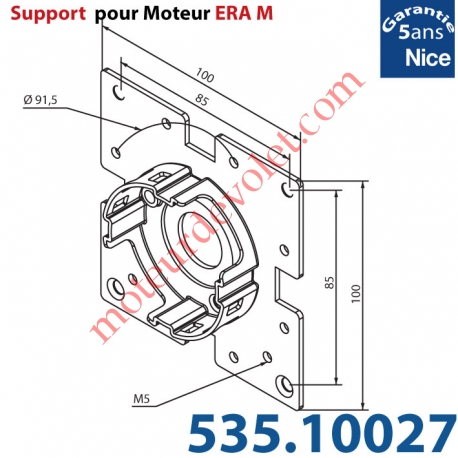 Support Nice Era Tête M Métallique Soudé sur une Plaque 100x100 4 Trous Fraisés diamètre 5,2 entr'axes 85 mm