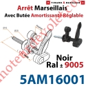 Arrêt Marseillais Tirefond à Visser Lg 130 Matériau Composite Noir ± Ral 9005 Avec Butée Réglable de 5 à 40 mm