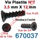 Vis Plastite N°7 Tête Fraisée 3,5 x 12 mm pour Fixation Directe sur Tête de Moteur Ls 40
