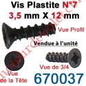 Vis Plastite N°7 Tête Fraisée 3,5 x 12 mm pour Fixation Directe sur Tête de Moteur Ls 40