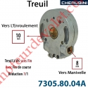 Treuil Vis Sans Fin Manoeuvre Carré 8 Sortie Carré 10 Femelle Avec FdC Réduction 7/1 Autre Réf 73058004A