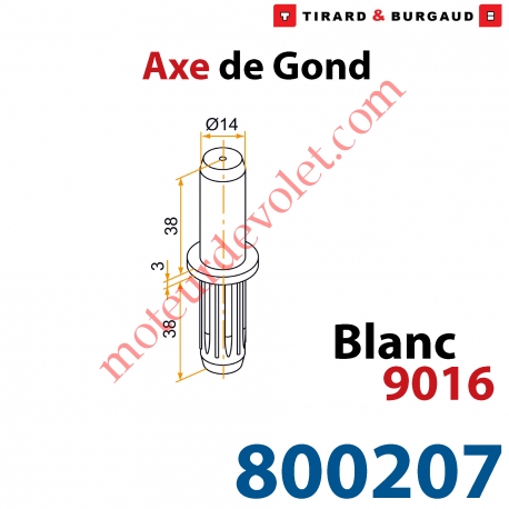 Axe de Gond en Polyamide Avec Insert en Acier pour Gond en Aluminium ø 14 mm Coloris Blanc ± Ral 9016