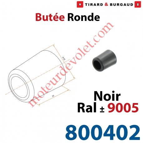 Butée Ronde ø 22 x Lg 25 en Polyamide Noir ± Ral 9005