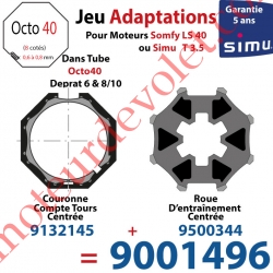Jeu d'Adaptation pour Moteur T 3.5 ou LS 40 dans Tube Octo 40 Deprat 6 & 8/10 (9500344+9132145)