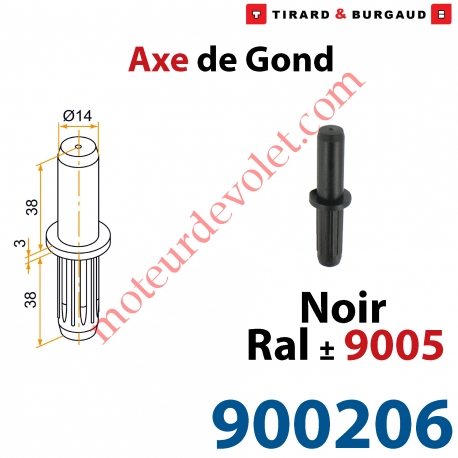 Axe de Gond en Polyamide Avec Insert en Acier pour Gond en Aluminium ø 14 mm Coloris Noir ± Ral 9005