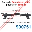 Barre de Sécurité en Oméga Lg 430 mm pour Volet Battant en Alu Plat 35x6 mm Avec 2 Supportst Laqués Noir ± Ral 9005