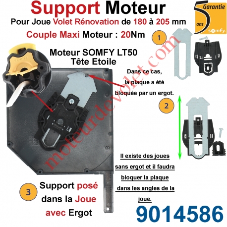 Support Moteur LT 50, Universel pour Joue Zamac de 180 à 205 mm