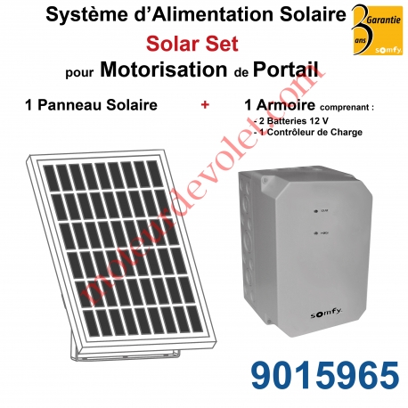 Système d'Alimentation Solaire Somfy Solar Set pour Motorisation de Portail
