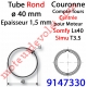 Couronne pour Moteur LS 40 ou T 3.5 dans Tube ø 40 x 1,5