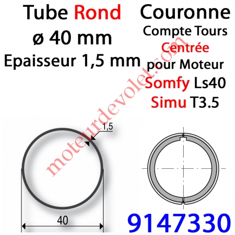 Couronne pour Moteur LS 40 ou T 3.5 dans Tube ø 40 x 1,5